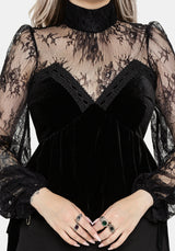 Umbra Lace and Velour Button Up Blouse UK 6