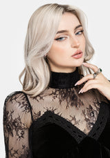Umbra Lace and Velour Button Up Blouse UK 6