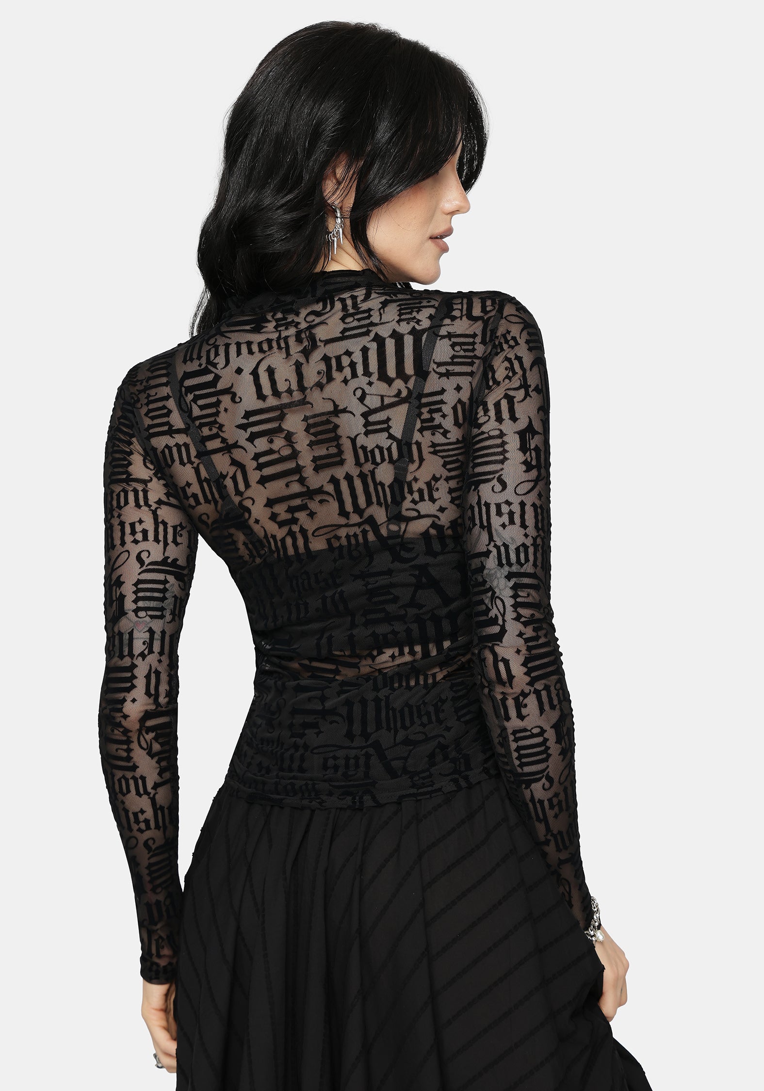 Ashes & Words Flocked Ruche Mesh Top