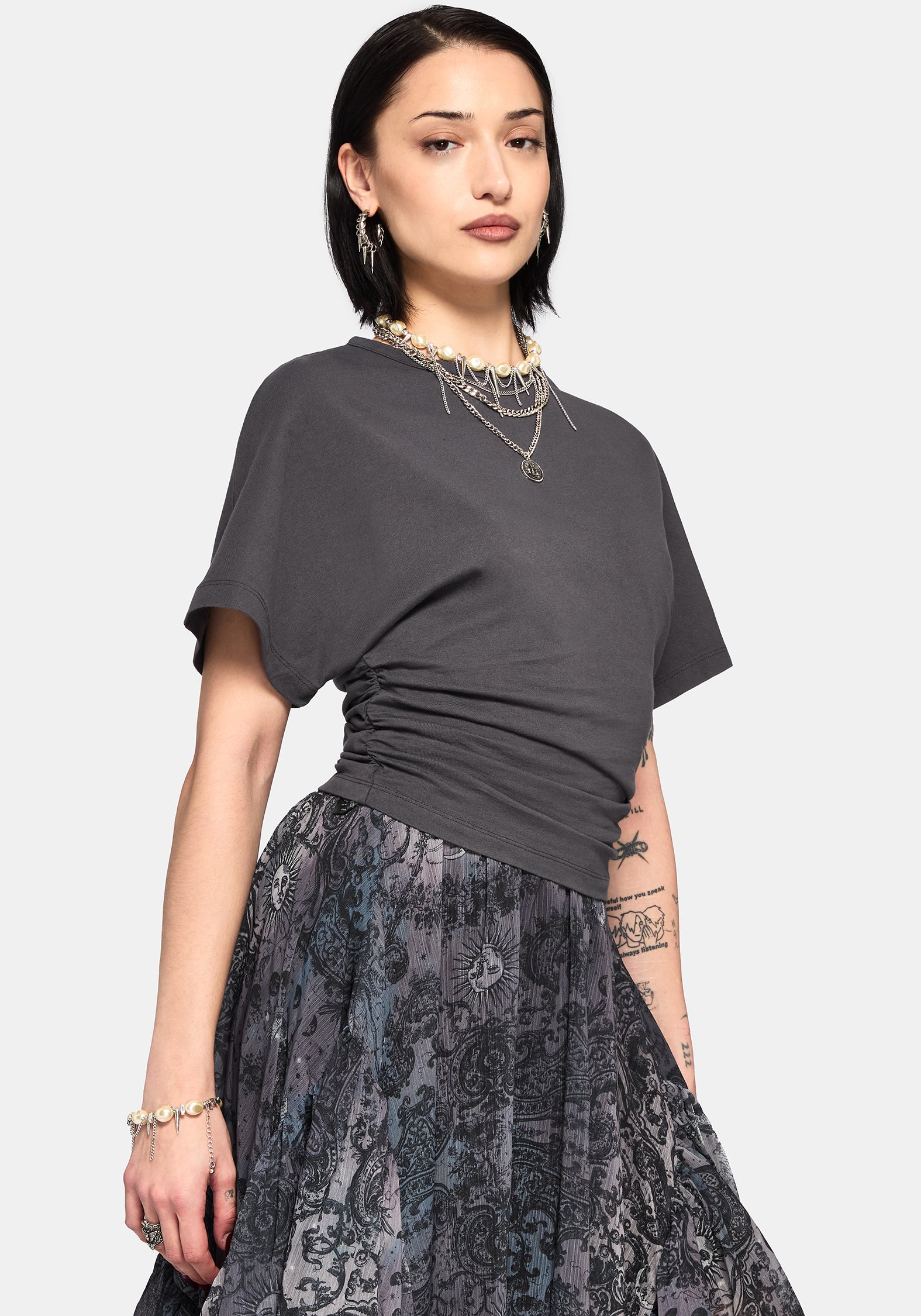 Deni Ruched Short Sleeve Top
