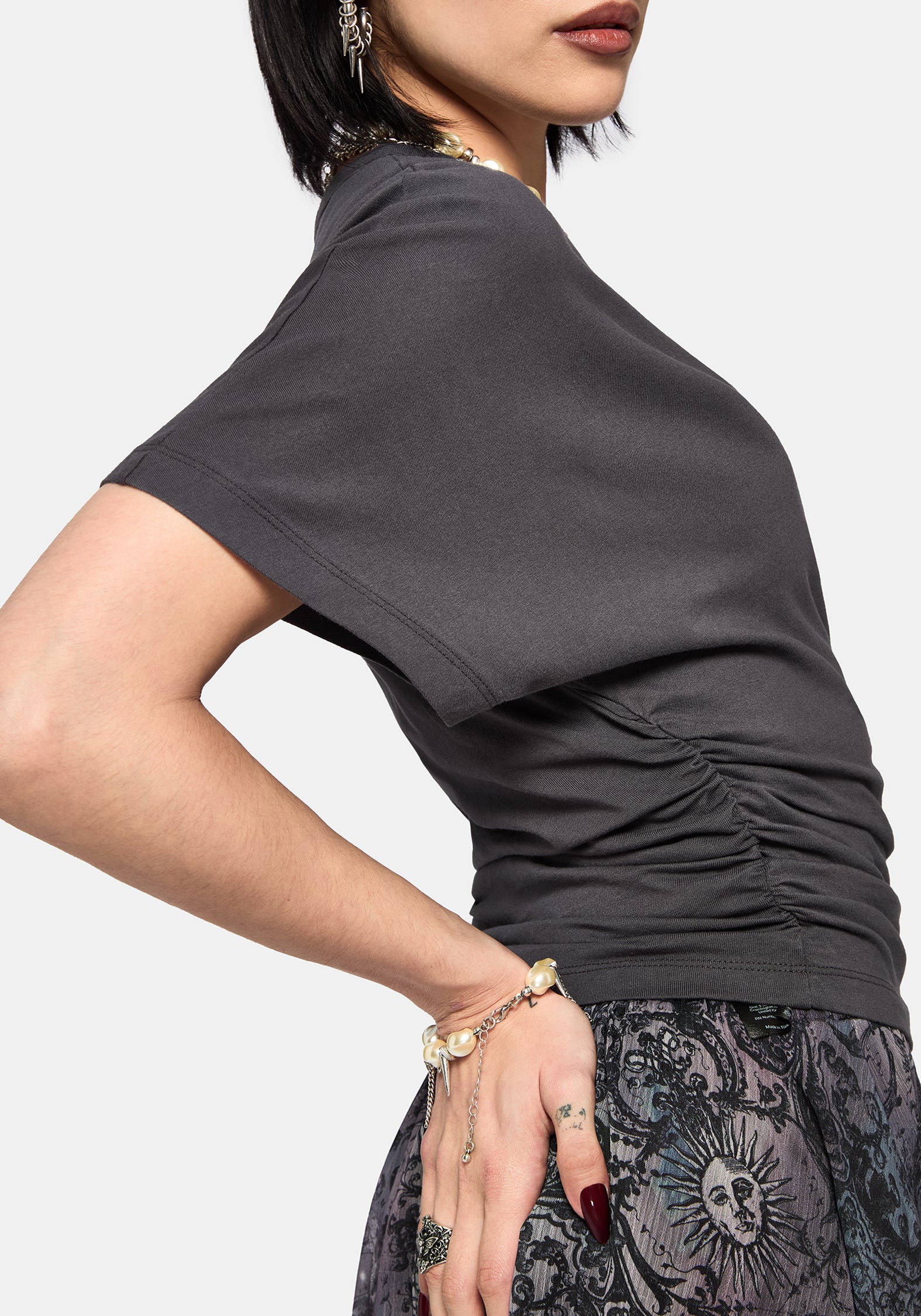 Deni Ruched Short Sleeve Top