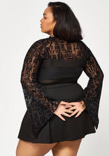 Ashes & Words Square Neck Flock Mesh Top