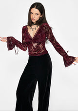 Delilah Corded Flock Long Sleeve Blouse