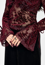 Delilah Corded Flock Long Sleeve Blouse