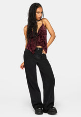 Sienna Hanky Hem Cami Top - Burgundy