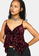 Sienna Hanky Hem Cami Top - Burgundy