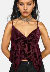 Sienna Hanky Hem Cami Top - Burgundy
