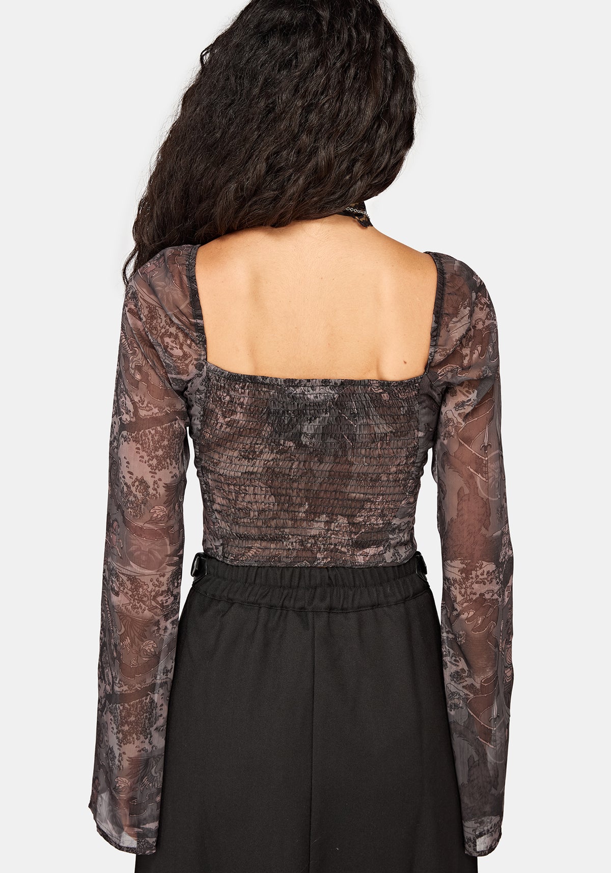 Disturbia x The Witcher Rivia Print Chiffon Top