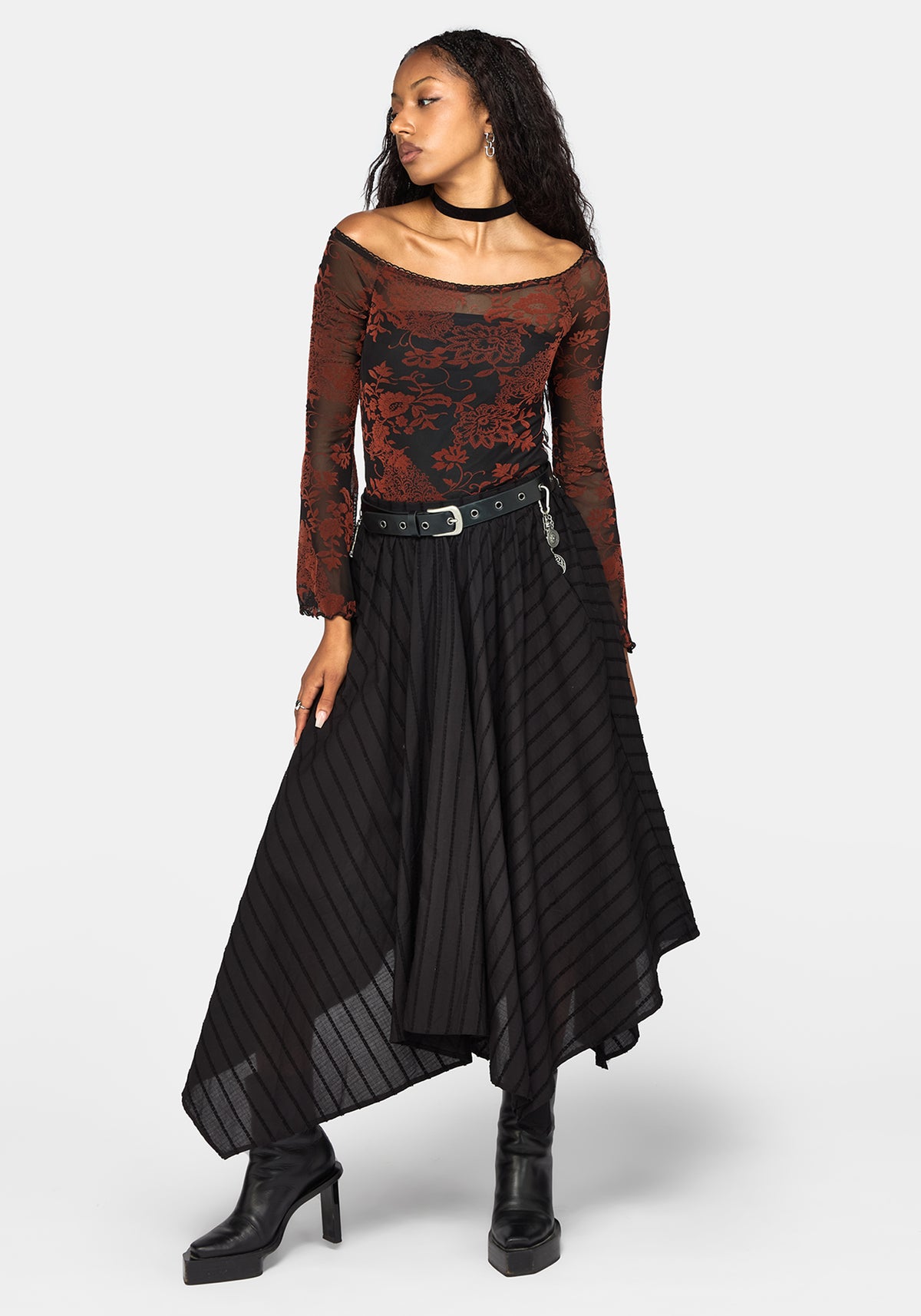 Allegra Flock Off The Shoulder Bodysuit