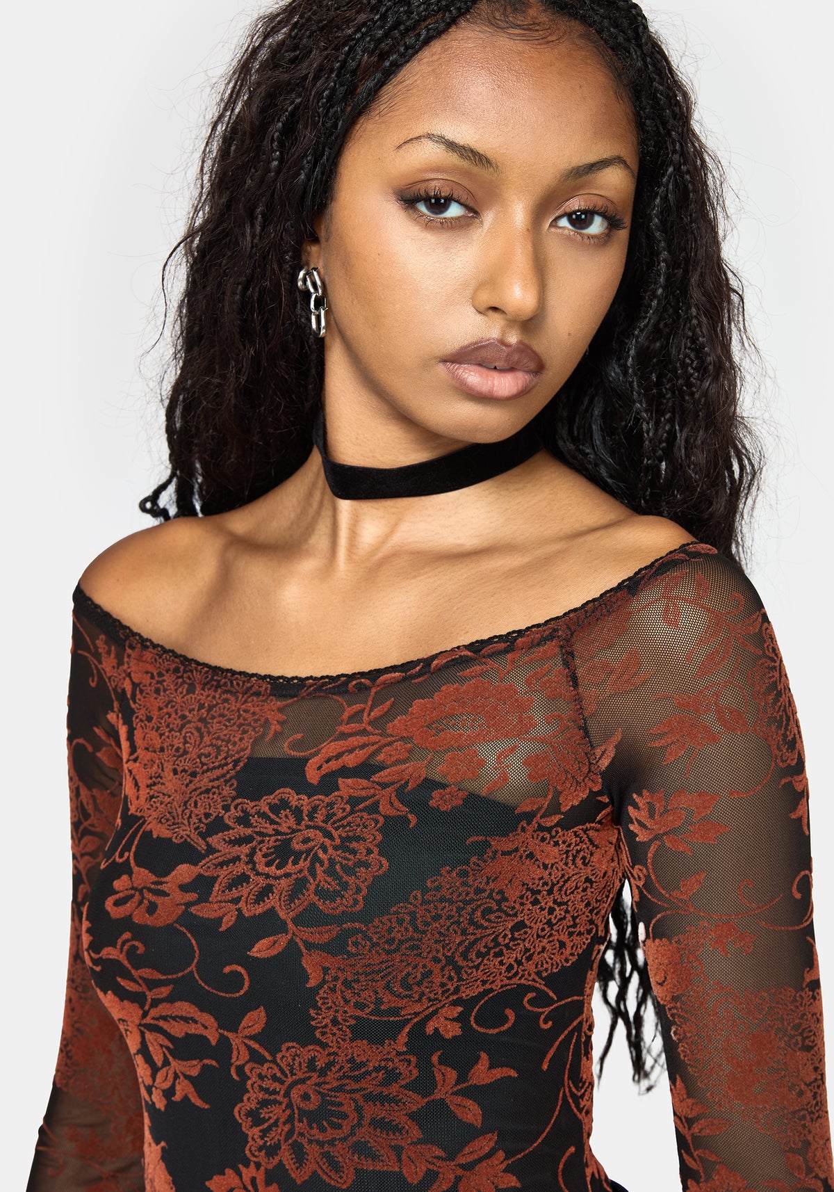 Allegra Flock Off The Shoulder Bodysuit