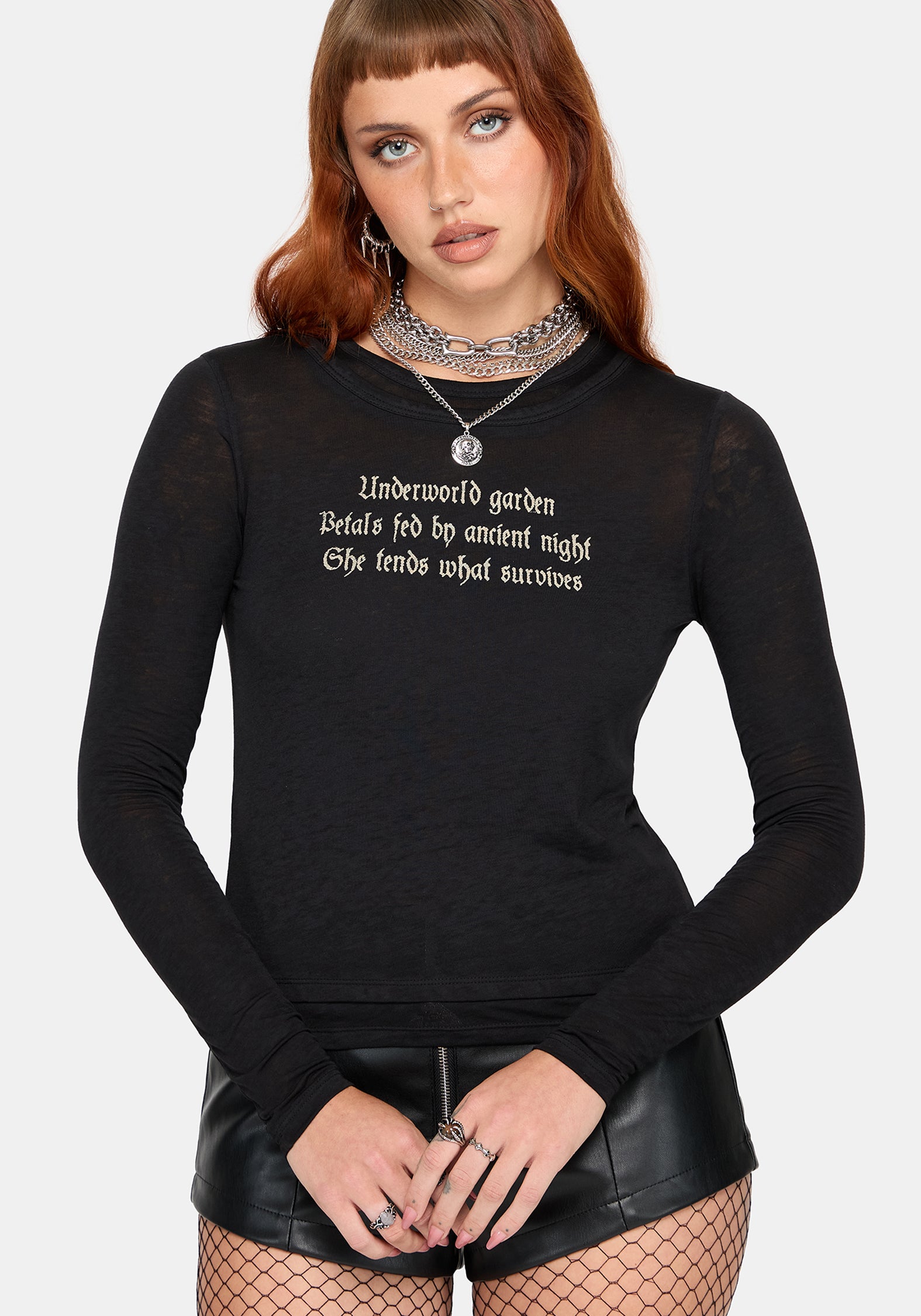 Ancient Long Sleeve Burnout Graphic T-Shirt