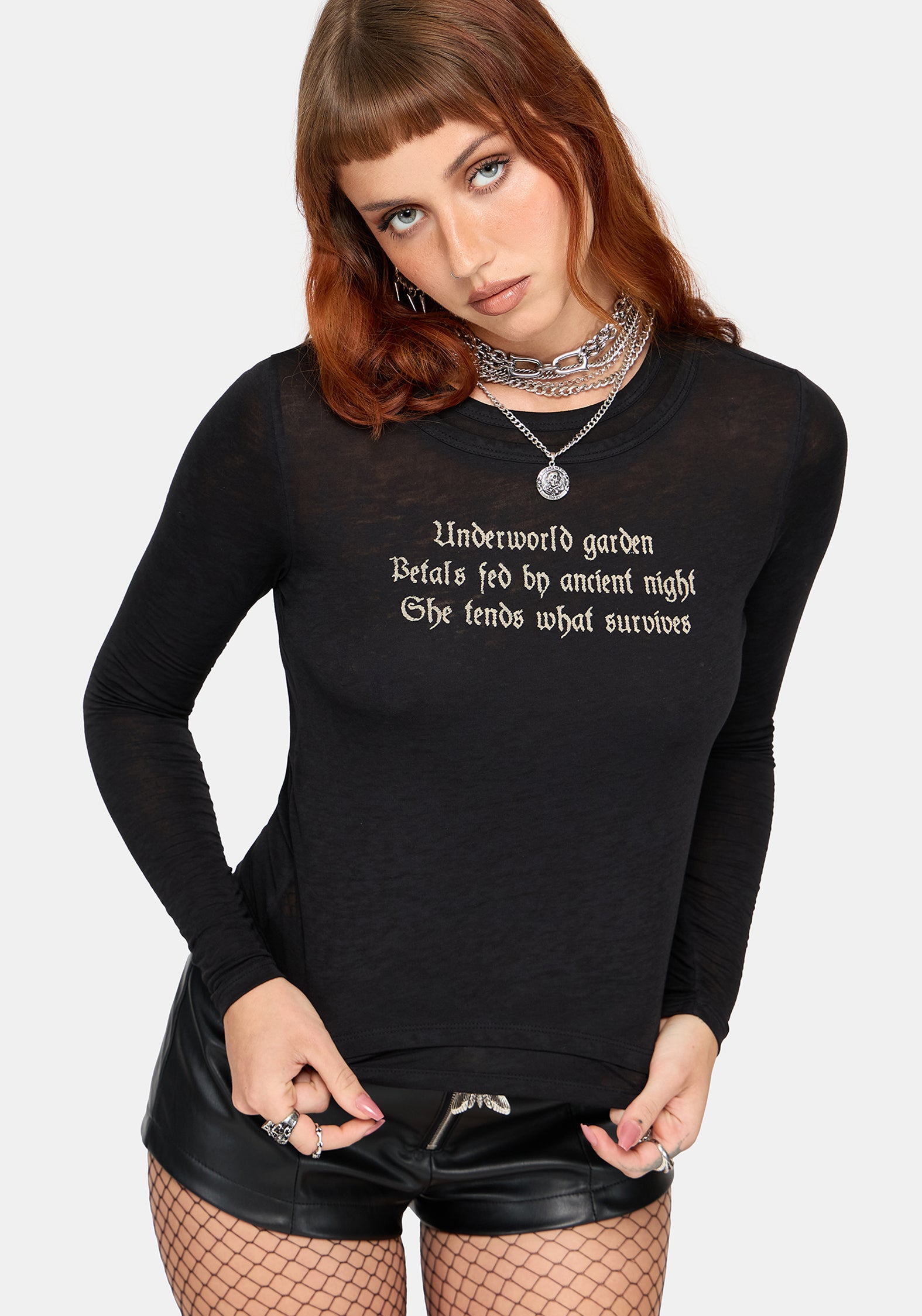 Ancient Long Sleeve Burnout Graphic T-Shirt