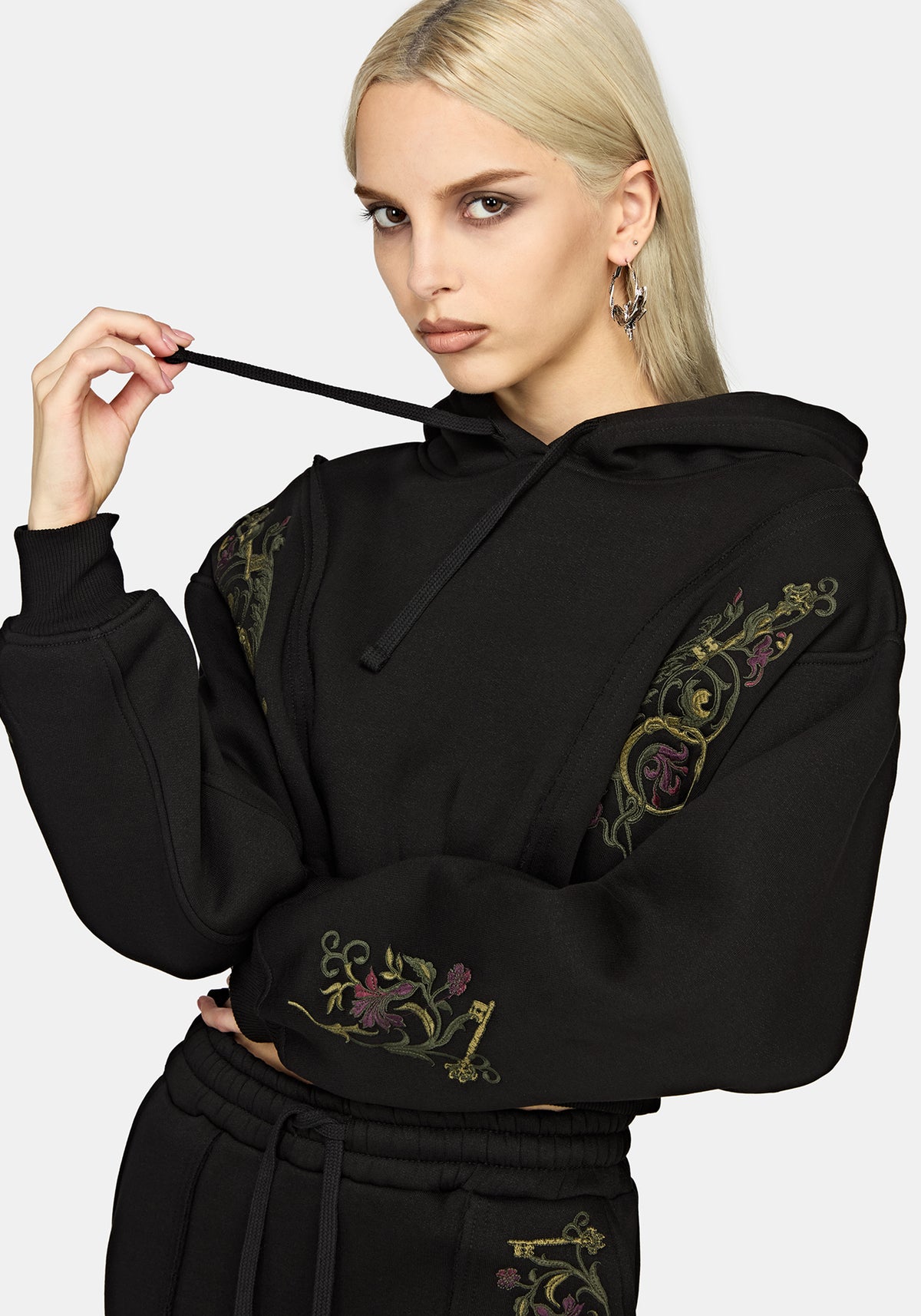 Ouro Embroidered Cropped  Hoodie