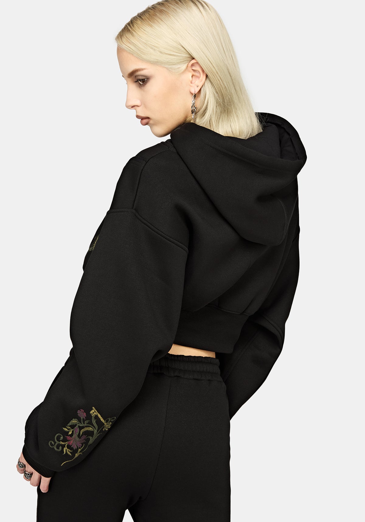 Ouro Embroidered Cropped  Hoodie