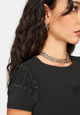 Disturbia x The Witcher Lace Up Shrunken T-Shirt