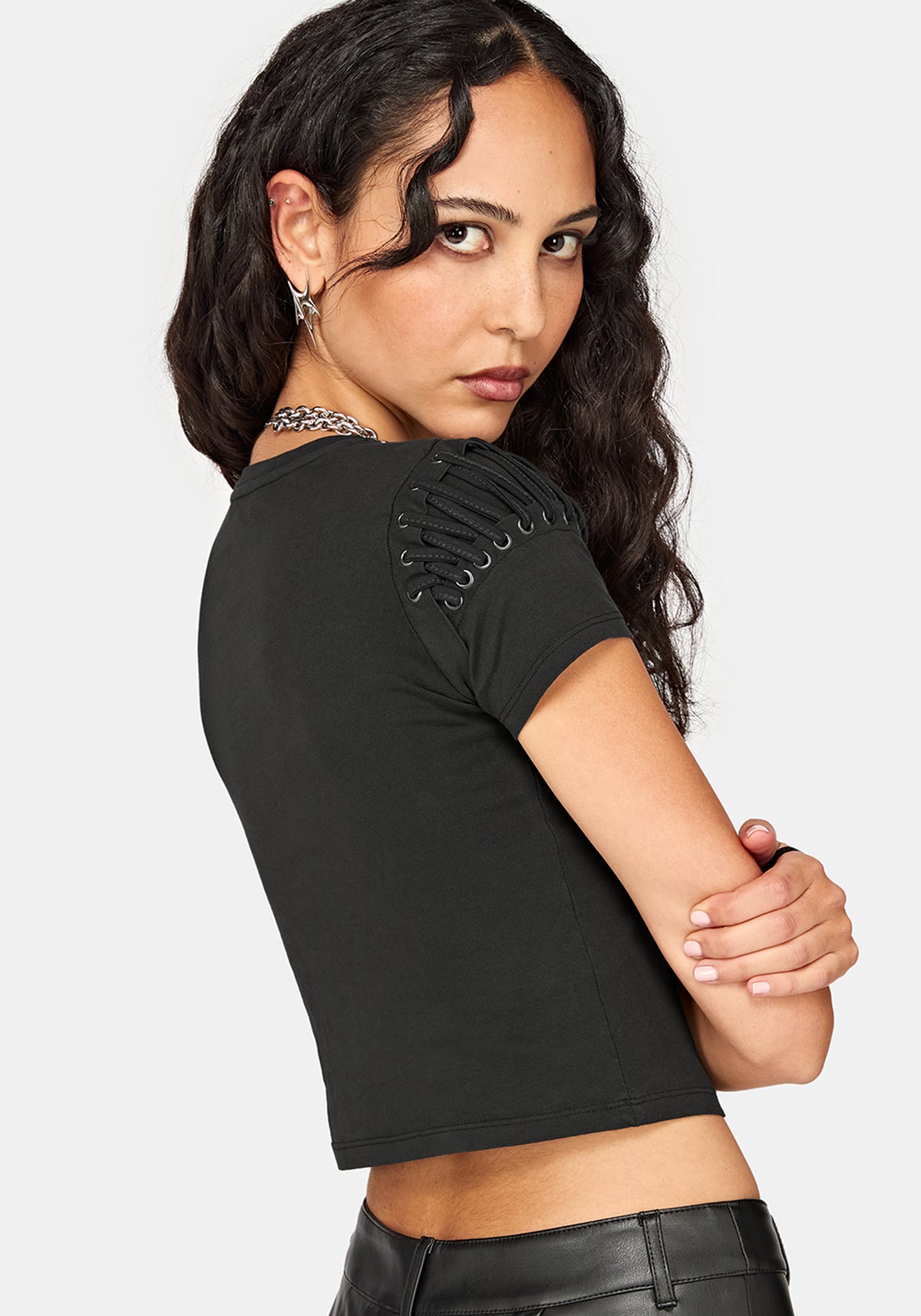 Disturbia x The Witcher Lace Up Shrunken T-Shirt