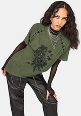 Disturbia x The Witcher Lace Up Oversized T-Shirt