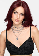 Cameo Flocked Mesh Bralet