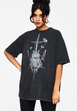 Anura Oversized Acid Wash Frog Graphic Print T-shirt