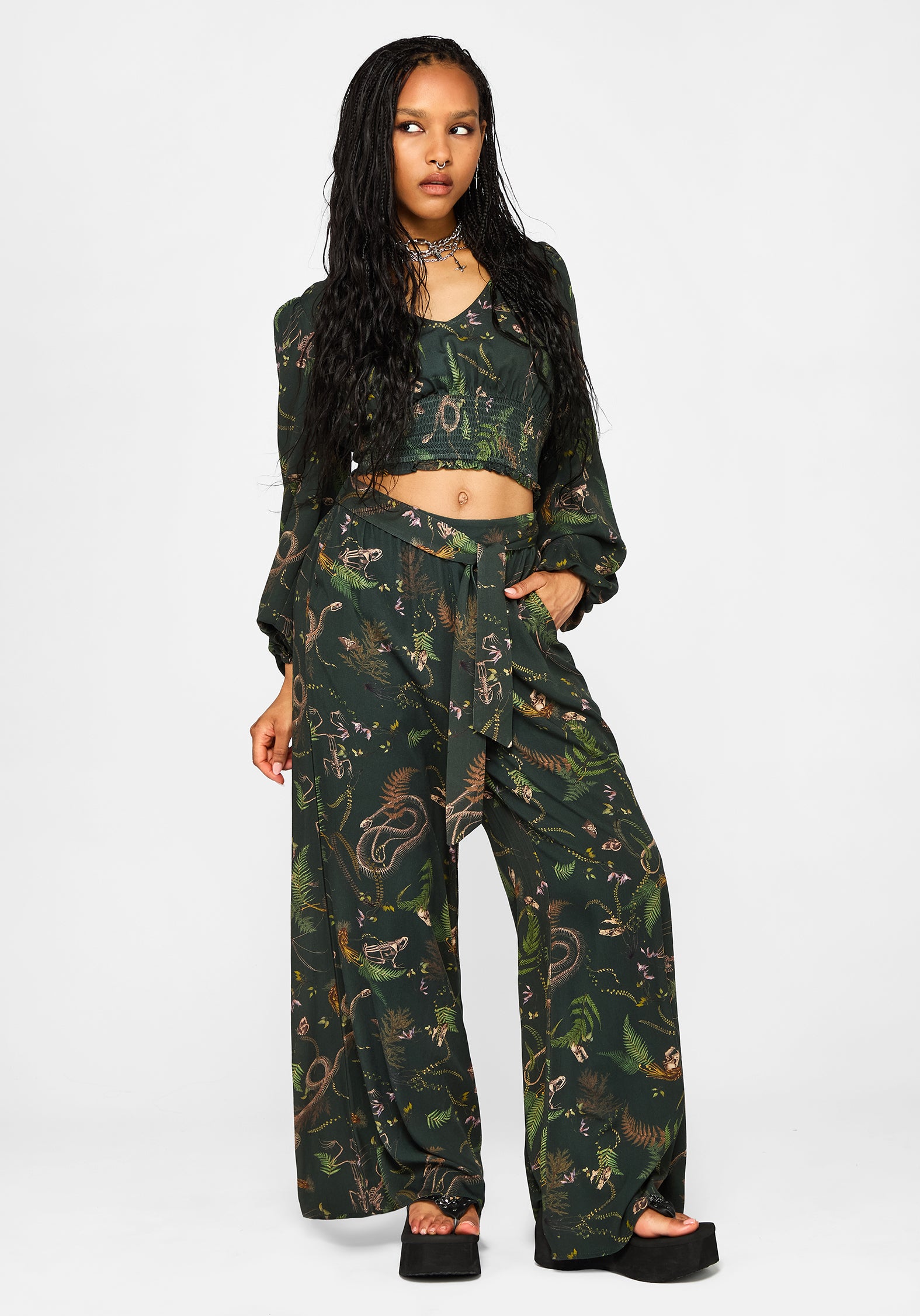 Noctaris Print Wide Leg Palazzo Trousers