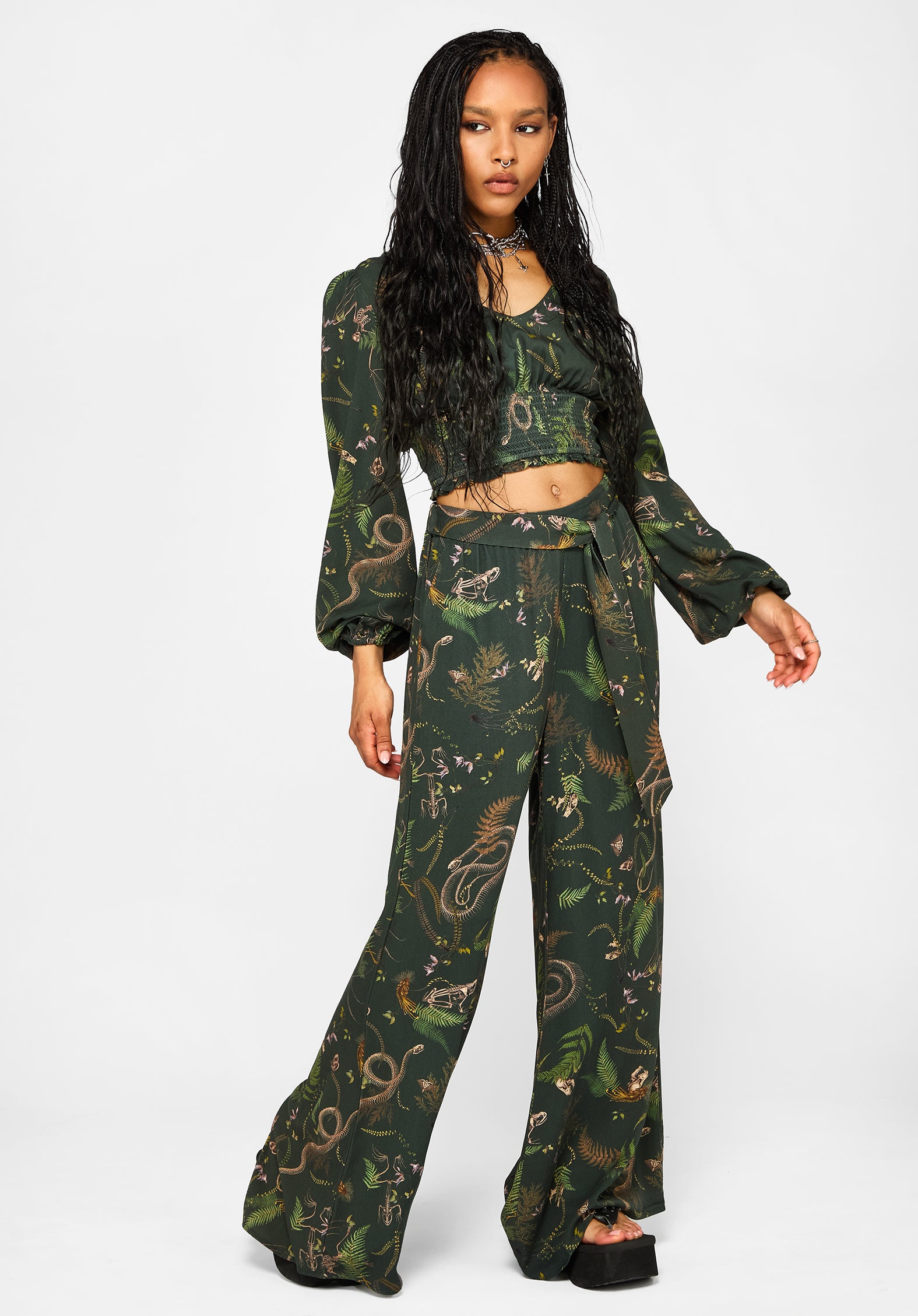 Noctaris Print Wide Leg Palazzo Trousers