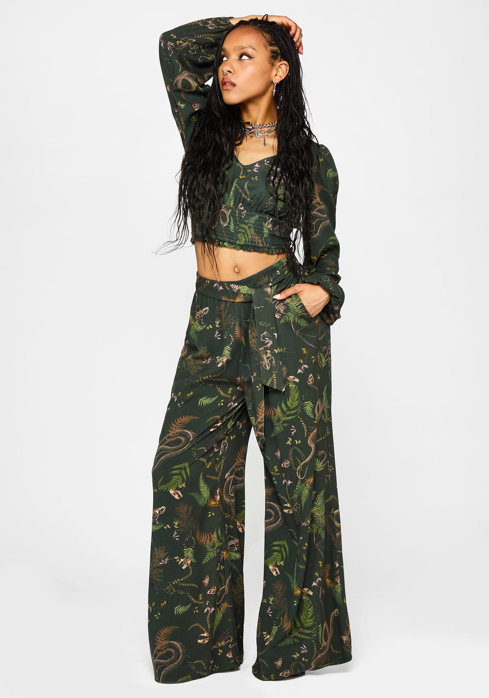 Noctaris Print Wide Leg Palazzo Trousers