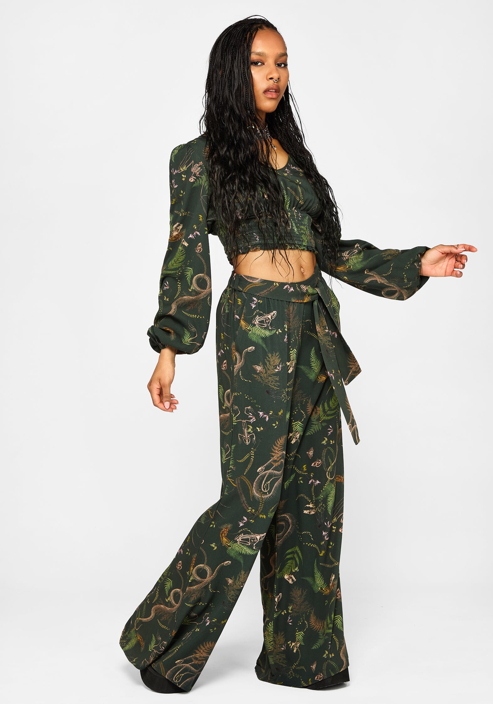 Noctaris Print Wide Leg Palazzo Trousers