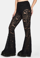 Amina Flocked Lace Flare Trouser