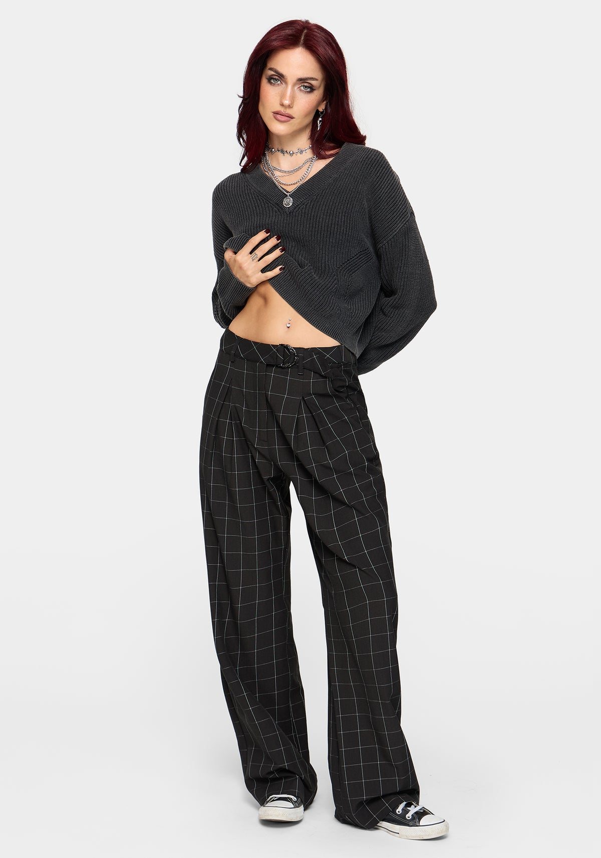 Brandi Check D-Ring Straight Leg Trouser