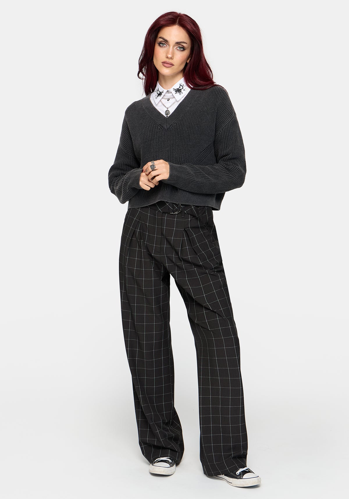 Brandi Check D-Ring Straight Leg Trouser