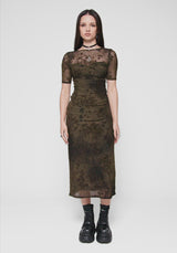 Zuri Flocked Ruched Bust Midaxi Dress