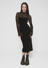 Sanct Flocked Bodycon Velour Midi Dress