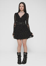 Sanct Flocked Mesh Long Sleeve Mini Dress