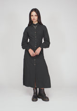 Velis Embroidered Placket Midaxi Dress
