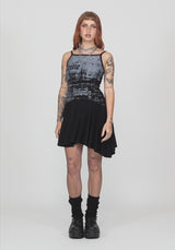 Zael Asymmetric Hem Graphic Cami Mini Dress