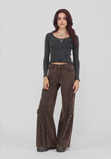 Otis Studded Frayed Relaxed Wide Leg Jean