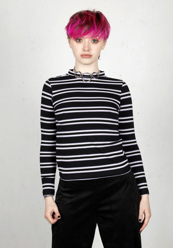 Purple Stripe Long Sleeve Top