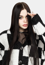 Two-Tone Checkerboard Cardigan