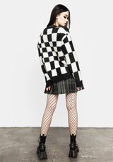 Two-Tone Checkerboard Cardigan