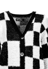 Two-Tone Checkerboard Cardigan