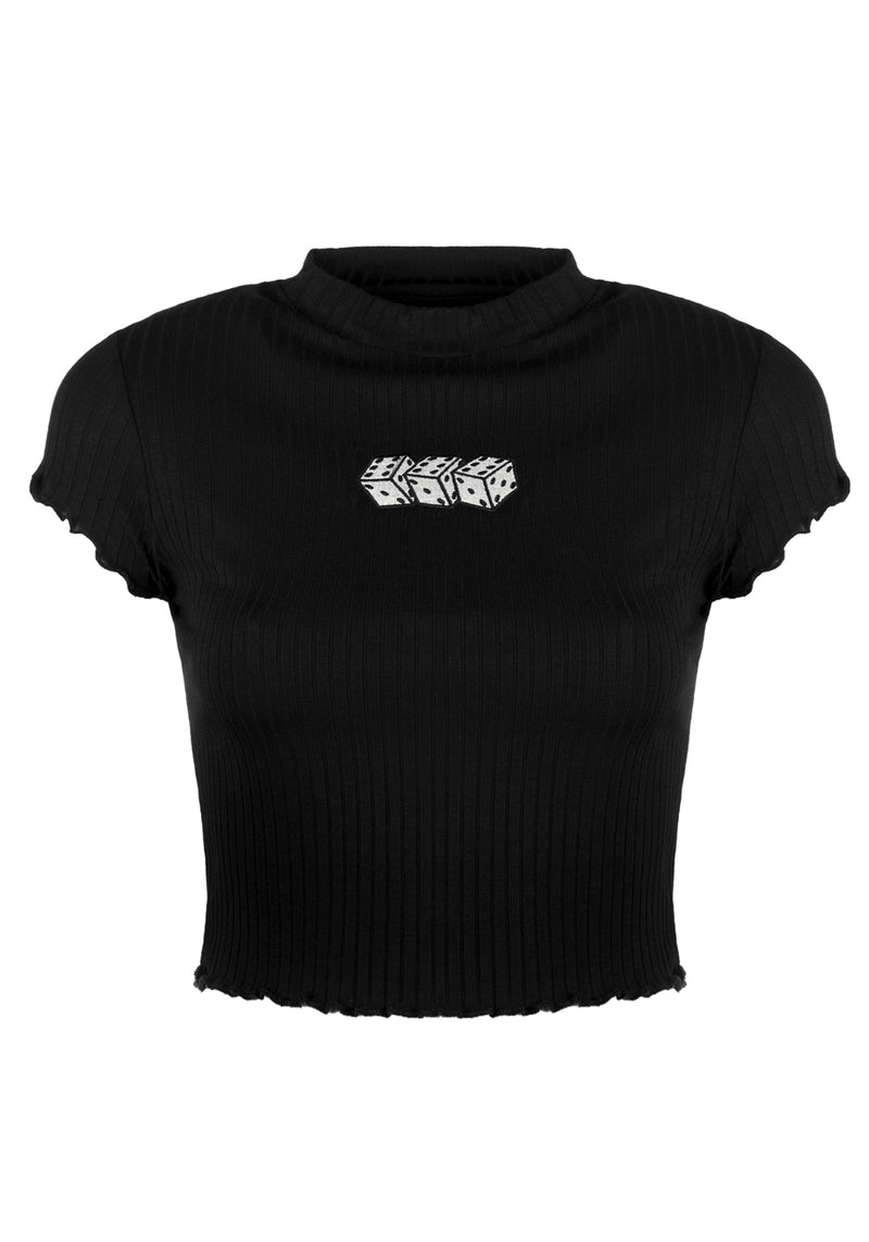 666 Lettuce Edge Ribbed Crop Top