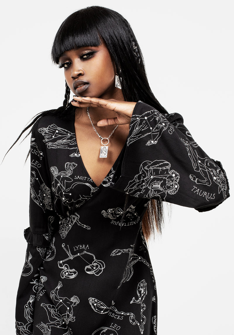 Zodiac Flare Sleeve Mini Dress