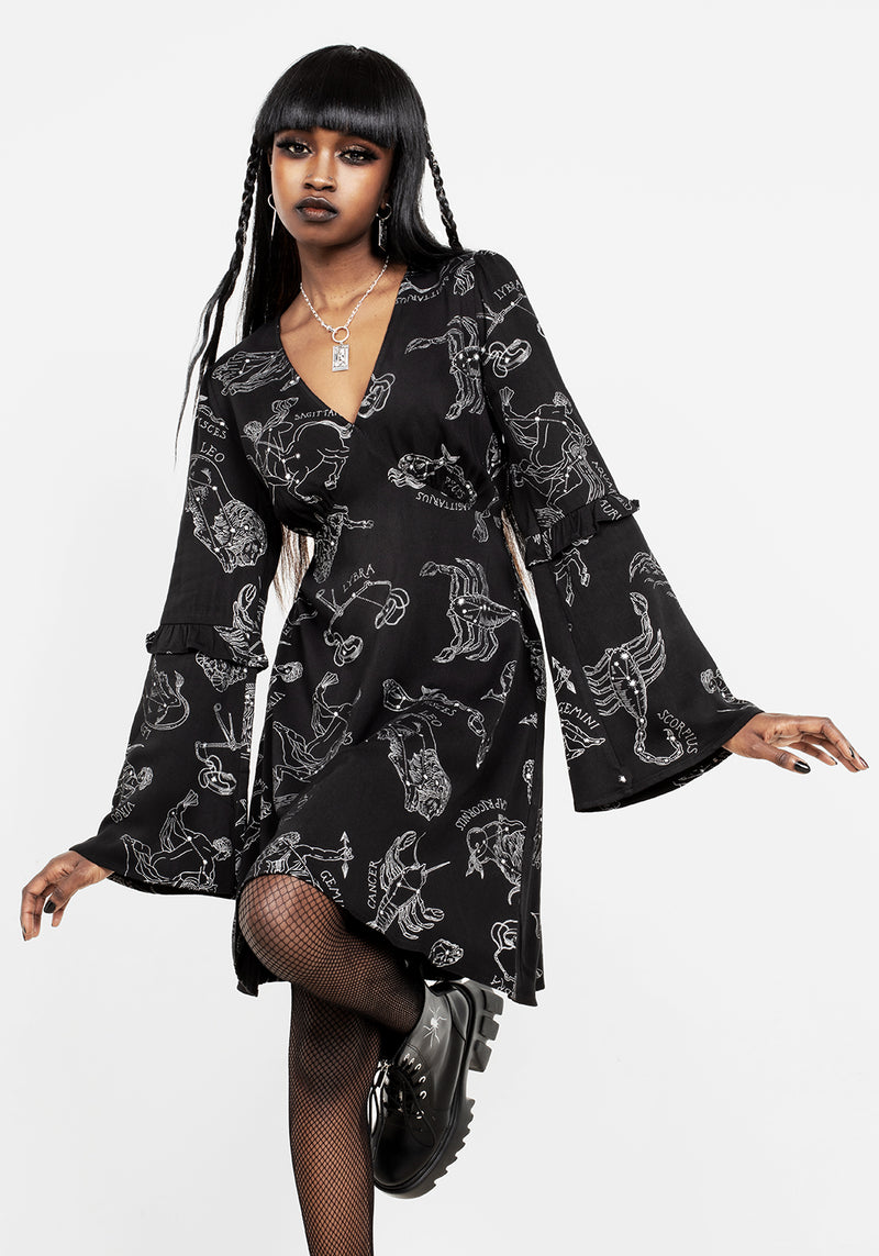 Zodiac Flare Sleeve Mini Dress