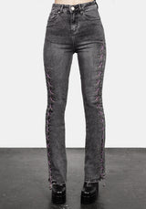 Tramp Washed Lace up Flared Jeans