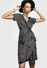 Runes Wrap Midi Dress