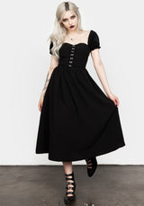 Mortem Midi Dress With Puff Sleeves
