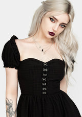 Mortem Midi Dress With Puff Sleeves