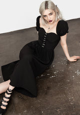 Mortem Midi Dress With Puff Sleeves