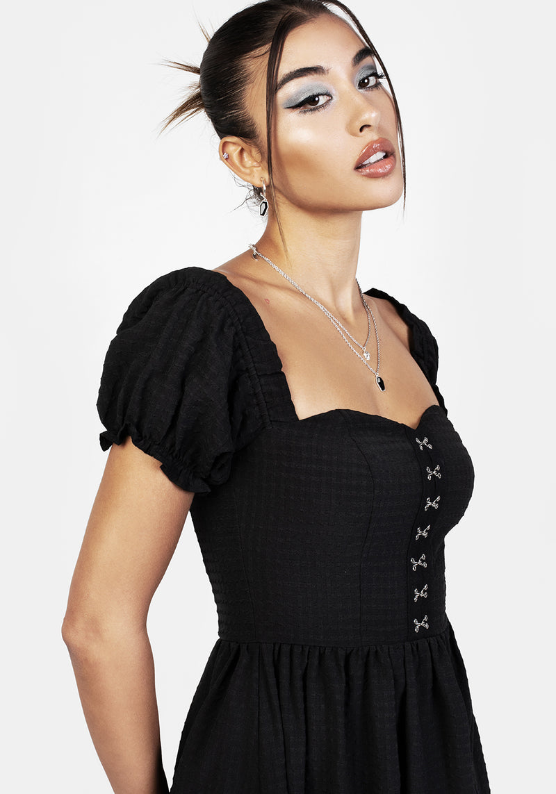 Mortem Midi Dress With Puff Sleeves