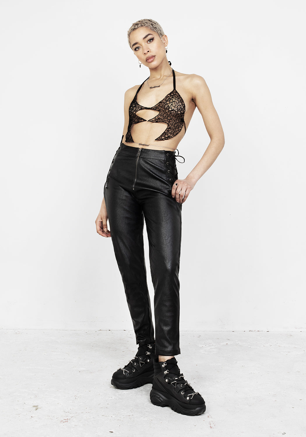 Rival Faux Leather Lace Up Pants